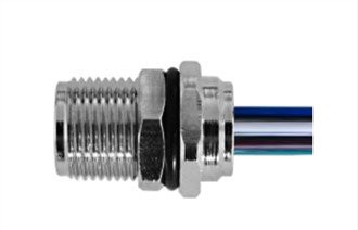 M8 メスはんだタイプ前面固定 A- コーディング 4PIN M10*0.75 ワイヤー 0.5M